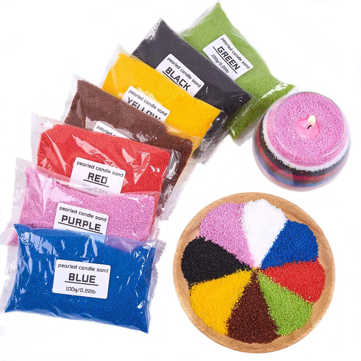 100G Colorful Sand Wax Ice Flower Wax DIY Scented Candle Making Supplies Colors Snowflake Wax Pearl Wax Sand Painting Materials