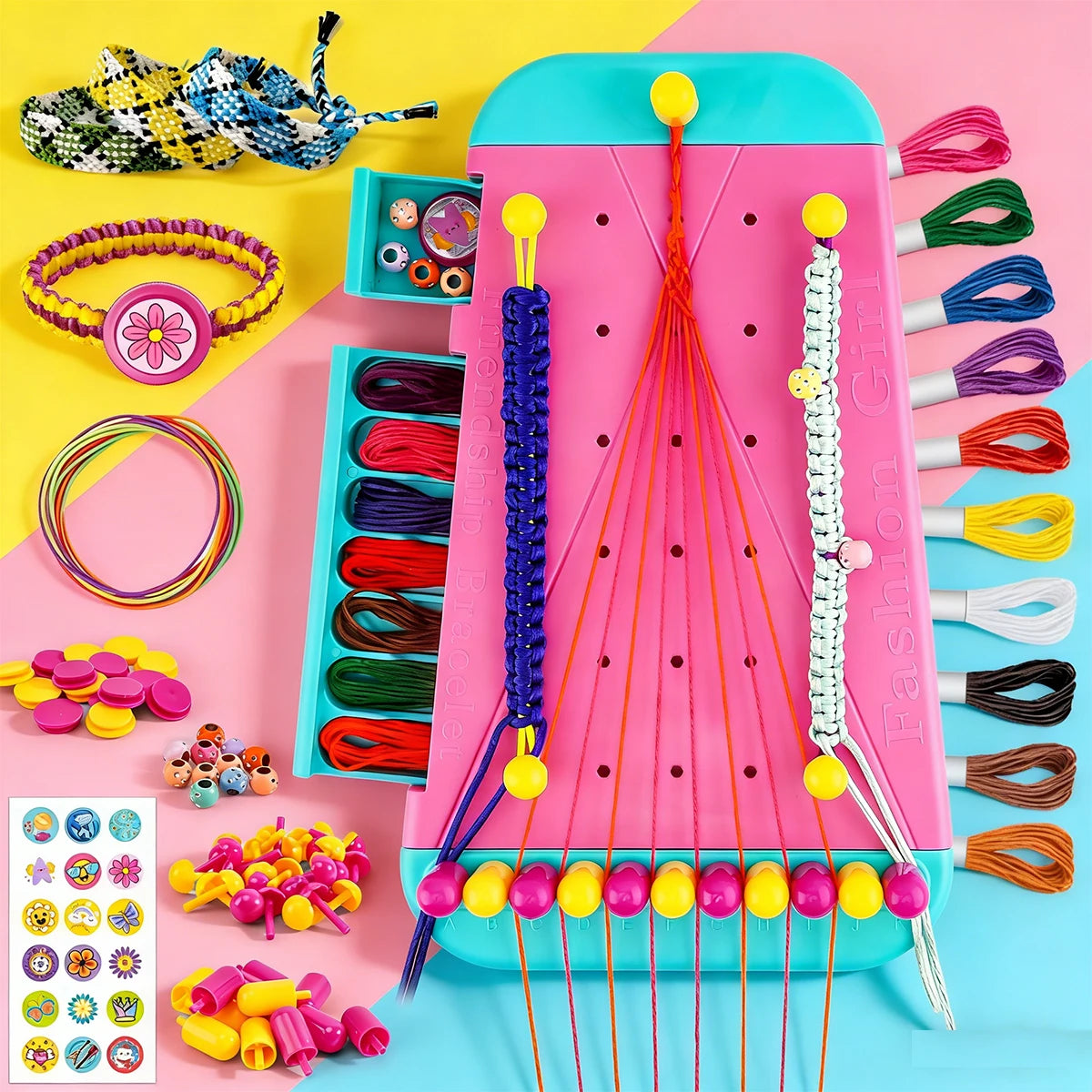 Handmade Knitting Tool Bracelet Crafting Kit, Children's DIY Friendship Bracelets and Necklaces