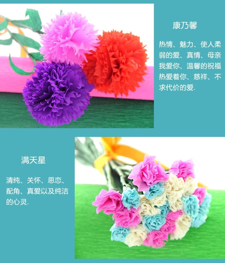 Color Handmade Crepe Paper Diy Paper Flower Material Gift Paper Roll Edge Paper Kindergarten Handmade Flower Origami