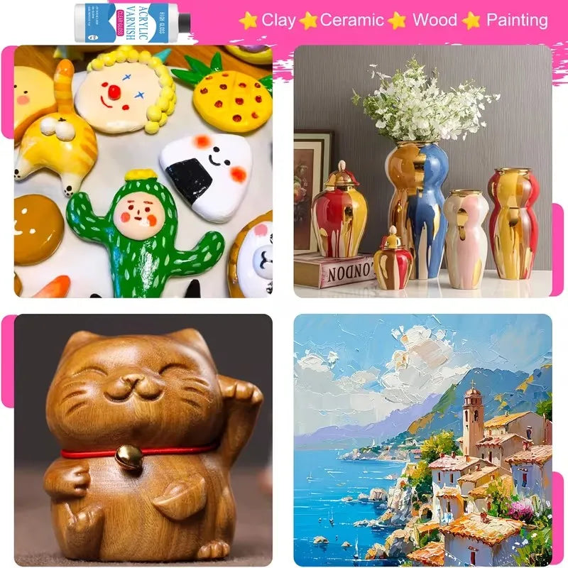 200ml/120ml/60ml High-Gloss Acrylic Varnish Sealing Glue Non-Yellowing Protective Transparent Coating Waterproof Gloss Finish