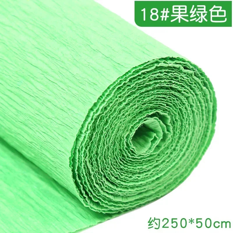 1Pcs 50x250cm Colored Crepe Paper Craft DIY Flowers Decoration Gift Wrapping Paper Craft Roll Origami Handmade Crinkled Paper