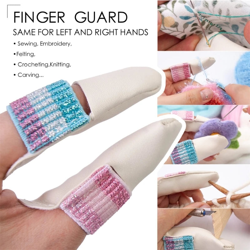 2pcs/Pair Knitting Finger Protector Leather Thimbles Embroidery Crochet Finger Guard Thimble Protector for Craft Needlework