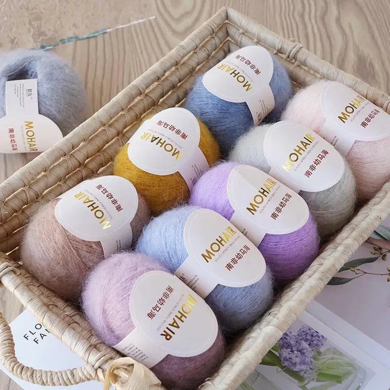 25g/Roll Soft Wool Knitting Cashmere Long Thin Yarn Roll Mohair Yarn DIY Hand Crochet Soft Mohair Cashmere Wool Knitting Yarn
