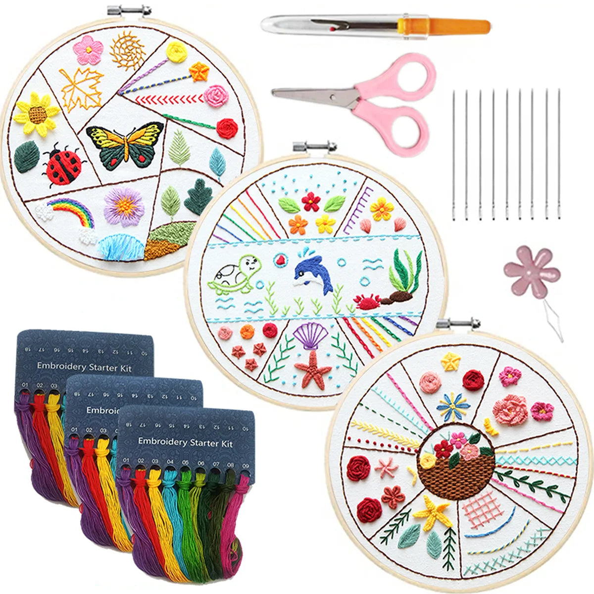 DIY Embroidery Starter Kit Cross Stitch Practice Set to Learn 30 Different Stitches Hand Stitch Embroidery Skill for Beginners