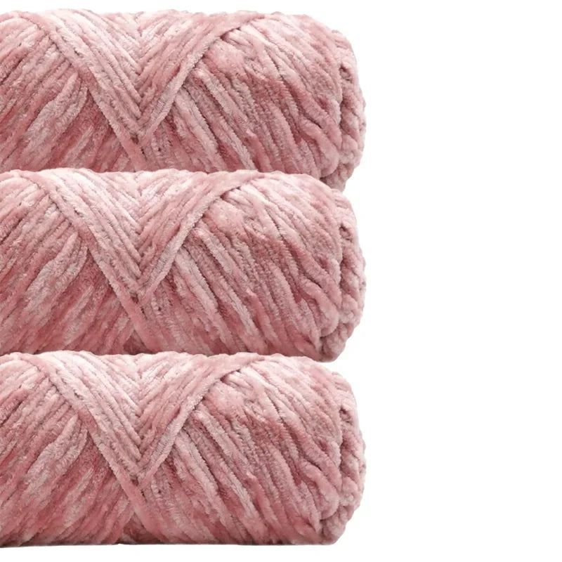 3 Pack Edelweiss DIY Material Pleuche Chenille Yarn Gold Luster Velvet Knitting Woven for Pendant / Sweater 300g 540m