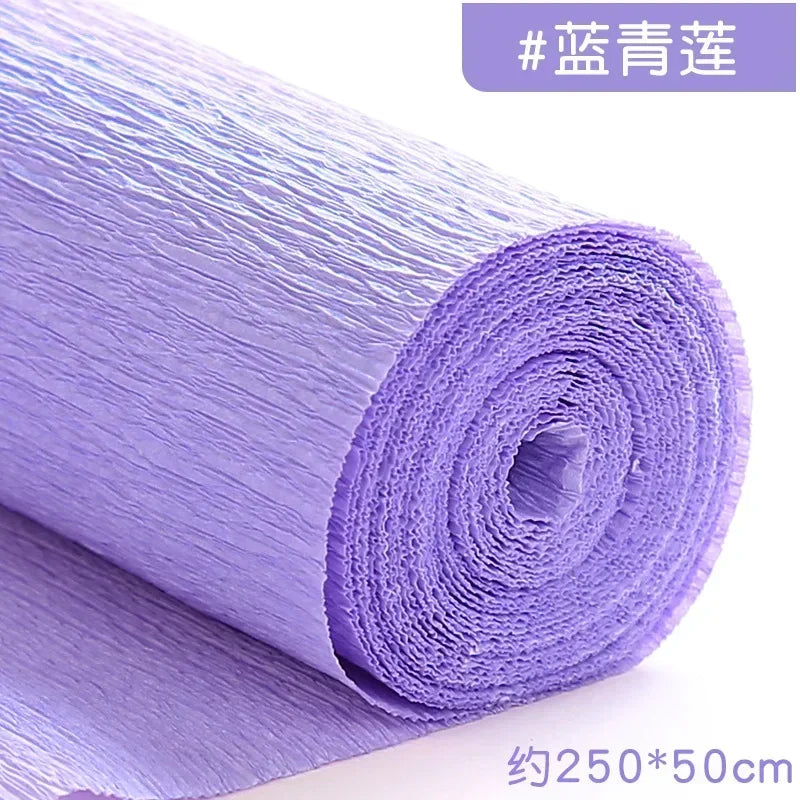 1Pcs 50x250cm Colored Crepe Paper Craft DIY Flowers Decoration Gift Wrapping Paper Craft Roll Origami Handmade Crinkled Paper
