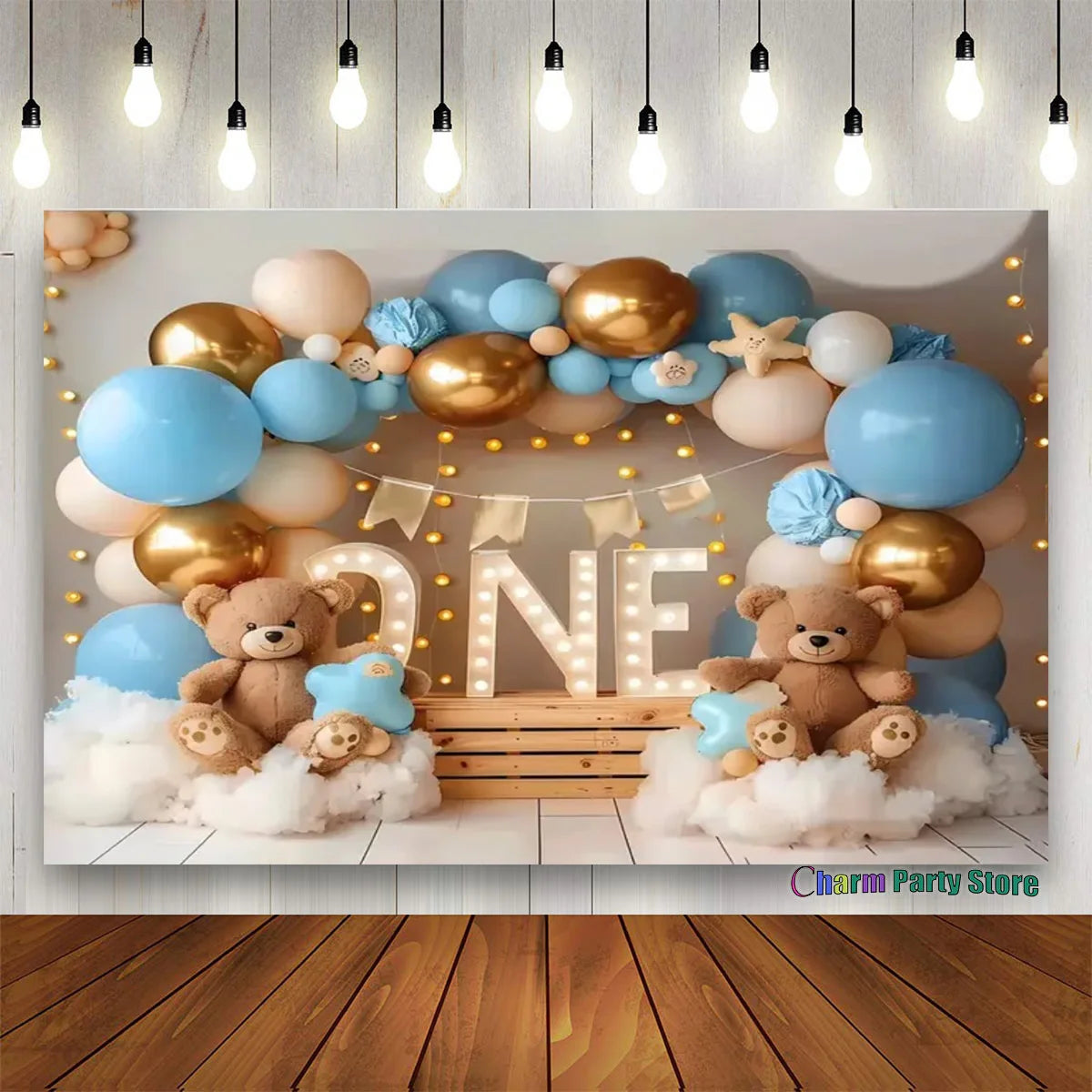 Teddy Bear Colorful Balloons 1st Birthday Backdrop Kids Gifts Baby Shower Oh Baby Background for Photography  Photo Props Studio