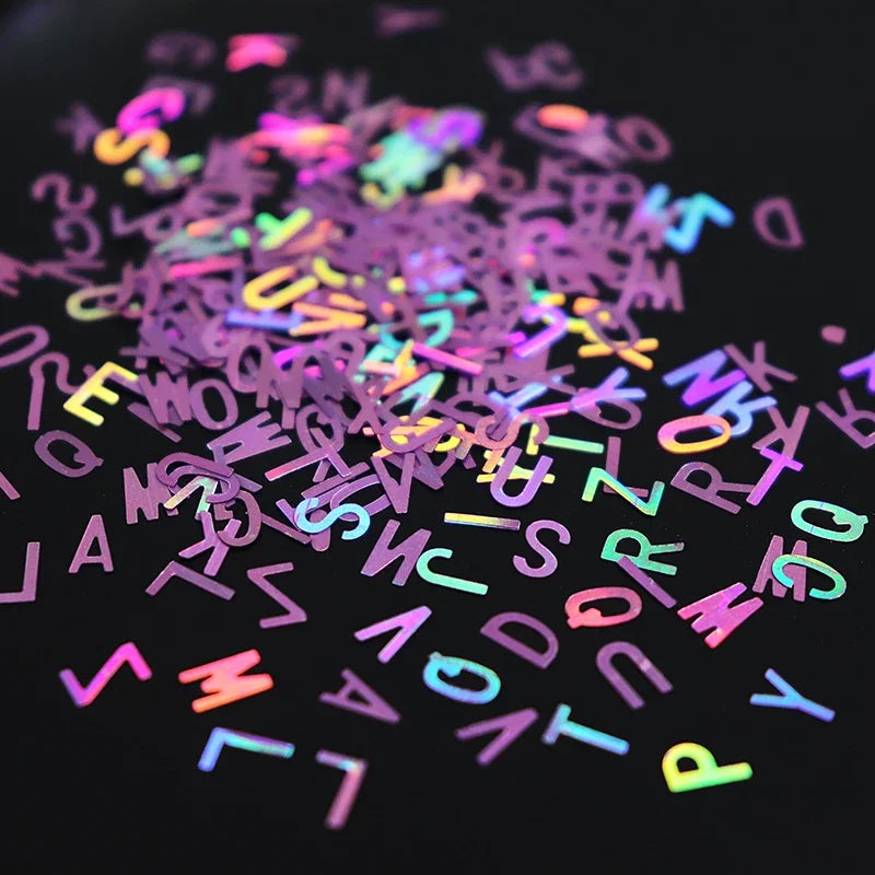 Holographic Letters Resin Sequins Fillers Epoxy Resin Filling Crafts Materials Iridescent Glitter Flakes Jewelry Making Supplies