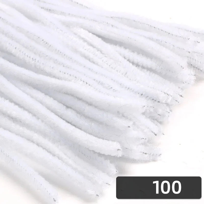 100pcs 30cm Chenille Stems Stick Cleaners Kids Educational Toys Handmade Colorful Chenille Stems Pipe for DIY Craft Supplies