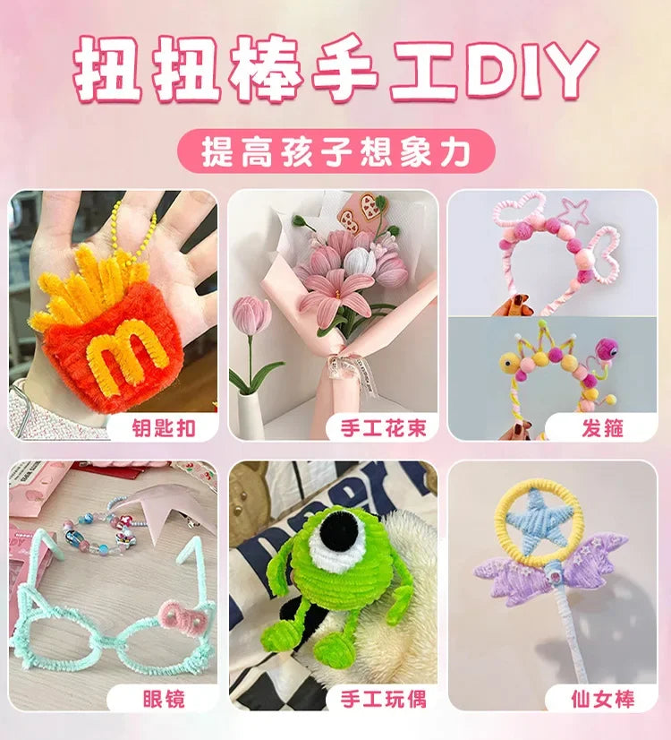 100pcs 30cm Chenille Stems Stick Cleaners Kids Educational Toys Handmade Colorful Chenille Stems Pipe for DIY Craft Supplies