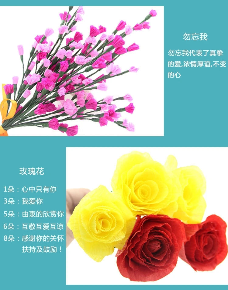 Color Handmade Crepe Paper Diy Paper Flower Material Gift Paper Roll Edge Paper Kindergarten Handmade Flower Origami