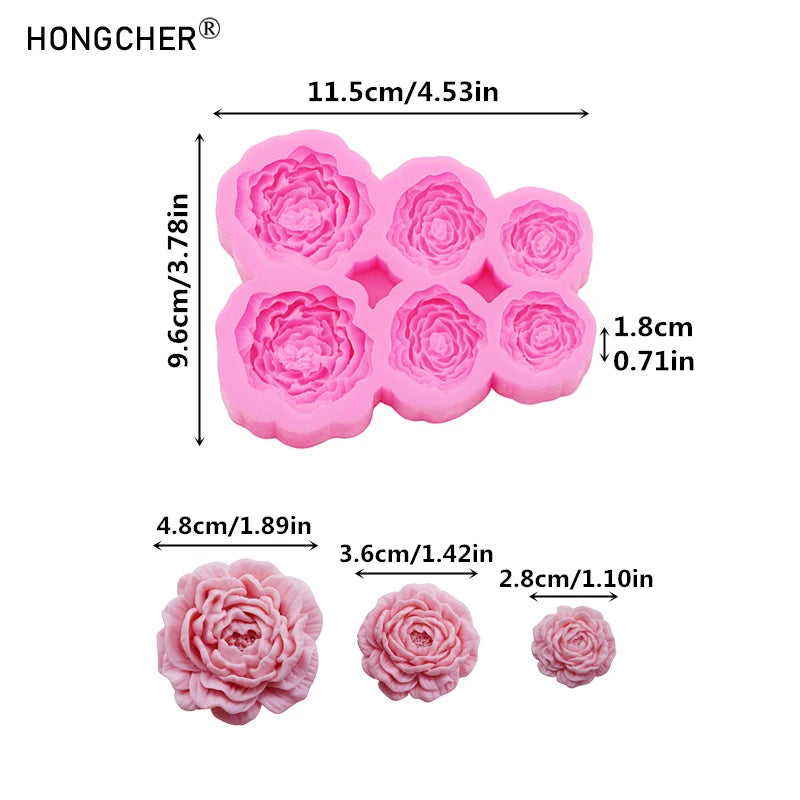 Peony and Rose Silicone Molds Ideal for phone case decoration, resin jewelry, DIY handmade chocolate, fondant cakes, and baking
