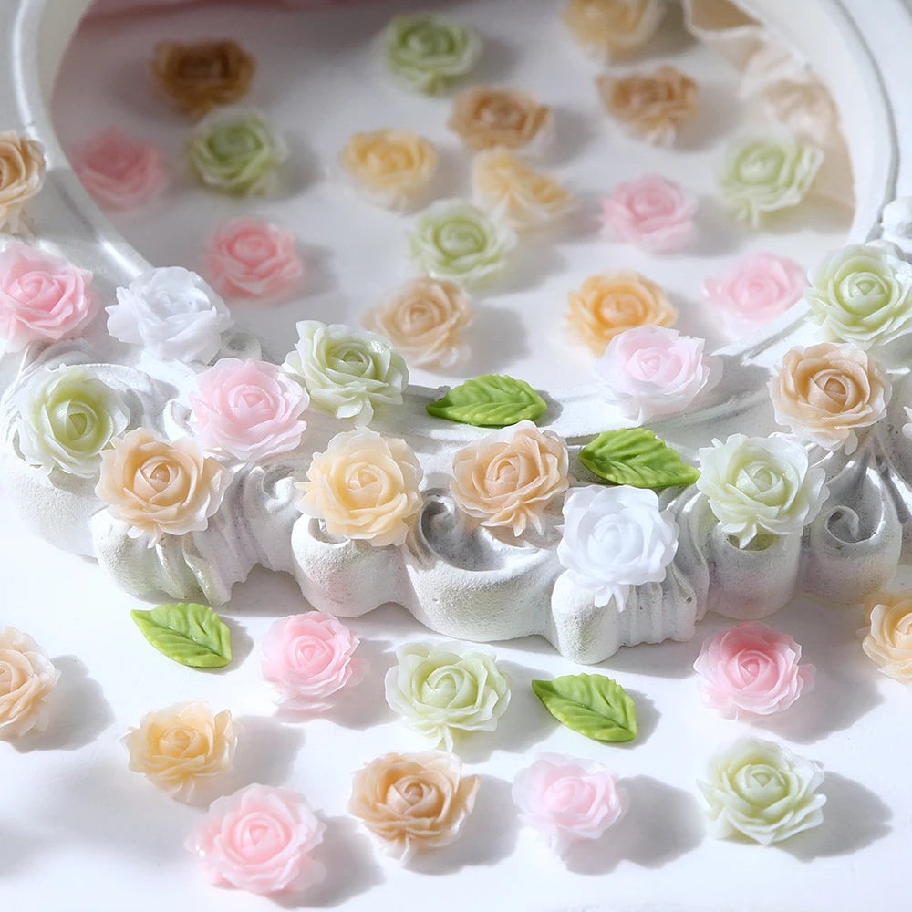 100 pcs/bag Mix Epoxy Rose Flower Resin Filling Accessories 3D Multicolor Rose Flowers Spring DIY Jewelry Crafts Making Supplies