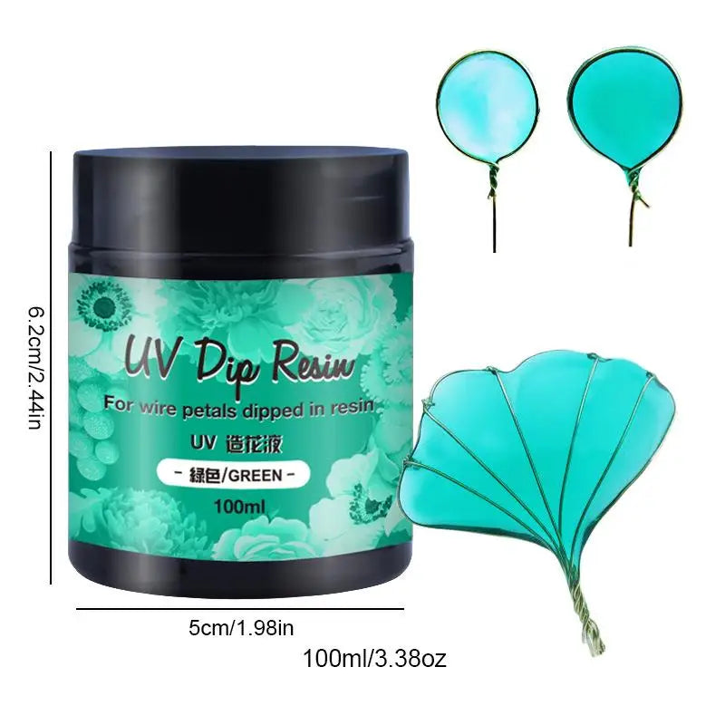 100ml UV DIP Resin Glue For Wire Flowers Colorful Liquid High Gloss Ultraviolet Curing Crystal UV Glue Jewelry Making