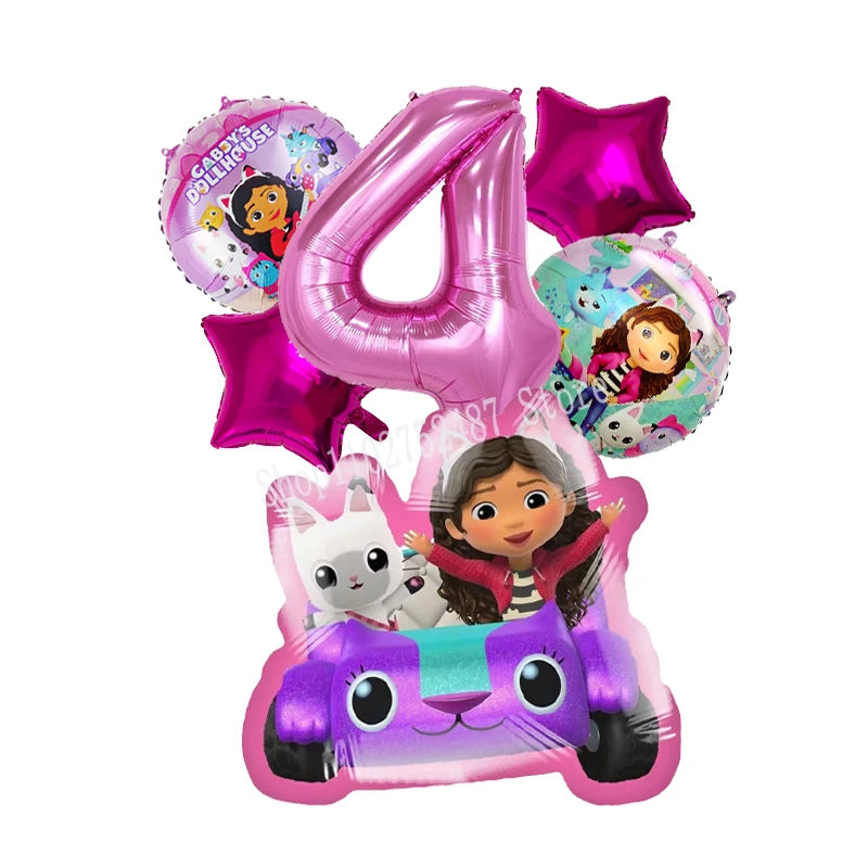 Gabby Dollhouses Birthday Balloons Girls New Anime Digit 1-10 Party Decoration Baby Shower Gender Reveal Ballons Kids Toys Gift