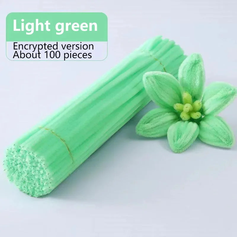 100pcs Chenille Stems Toys DIY Strips Twist Bar Anvil Wire Craft Pipe Creative Hobby Children Plush Stick Chenille Sticks