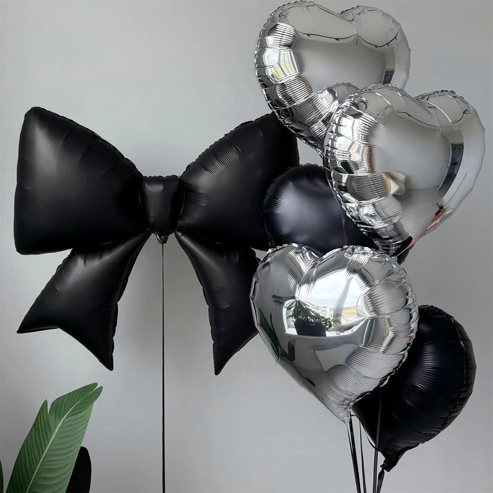 1 pack of bow-shaped aluminum foil balloons, suitable for birthday party, anniversary party, anniversary party decoration