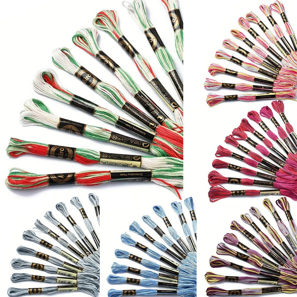 10PCS 100% Cotton High Quality Cross stitch Floss Embroidery thread Cross Stitch Embroidery Hand Knitting Sewing Weaving 8m Each