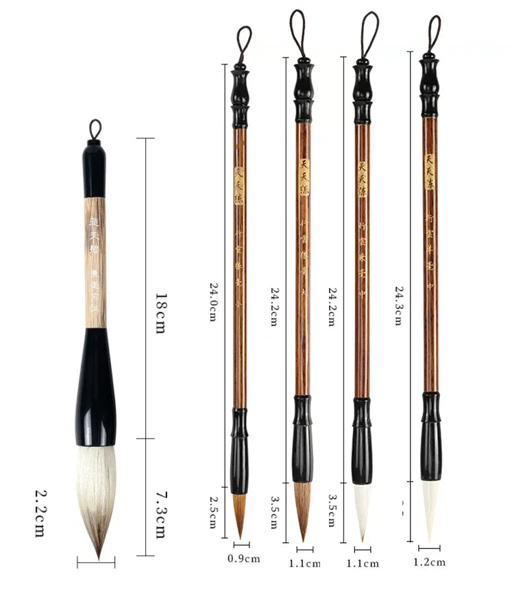 6/9/12/16Pcs Chinese Calligraphy Brushes Set with Roll-up Bamboo Brush Holder Sumi Painting Writing Kanji Art Watercolor Brush