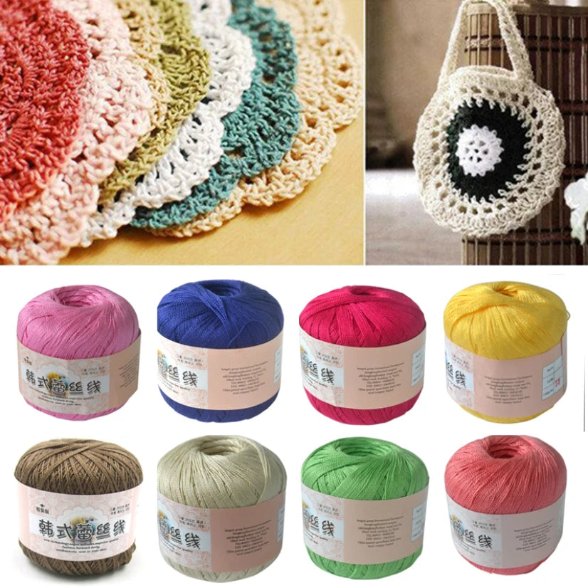 50g /roll 0.8mm Lace Thread Crochet Cotton Yarn Handmade DIY Line Fine Wool for Knitted Woven Sewing Accessories