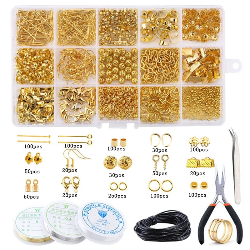 Jewelry Making Supplies Kit with Jewelry Tools, Jewelry Copper Wires Thread and Jewelry Findings for Jewelry Making