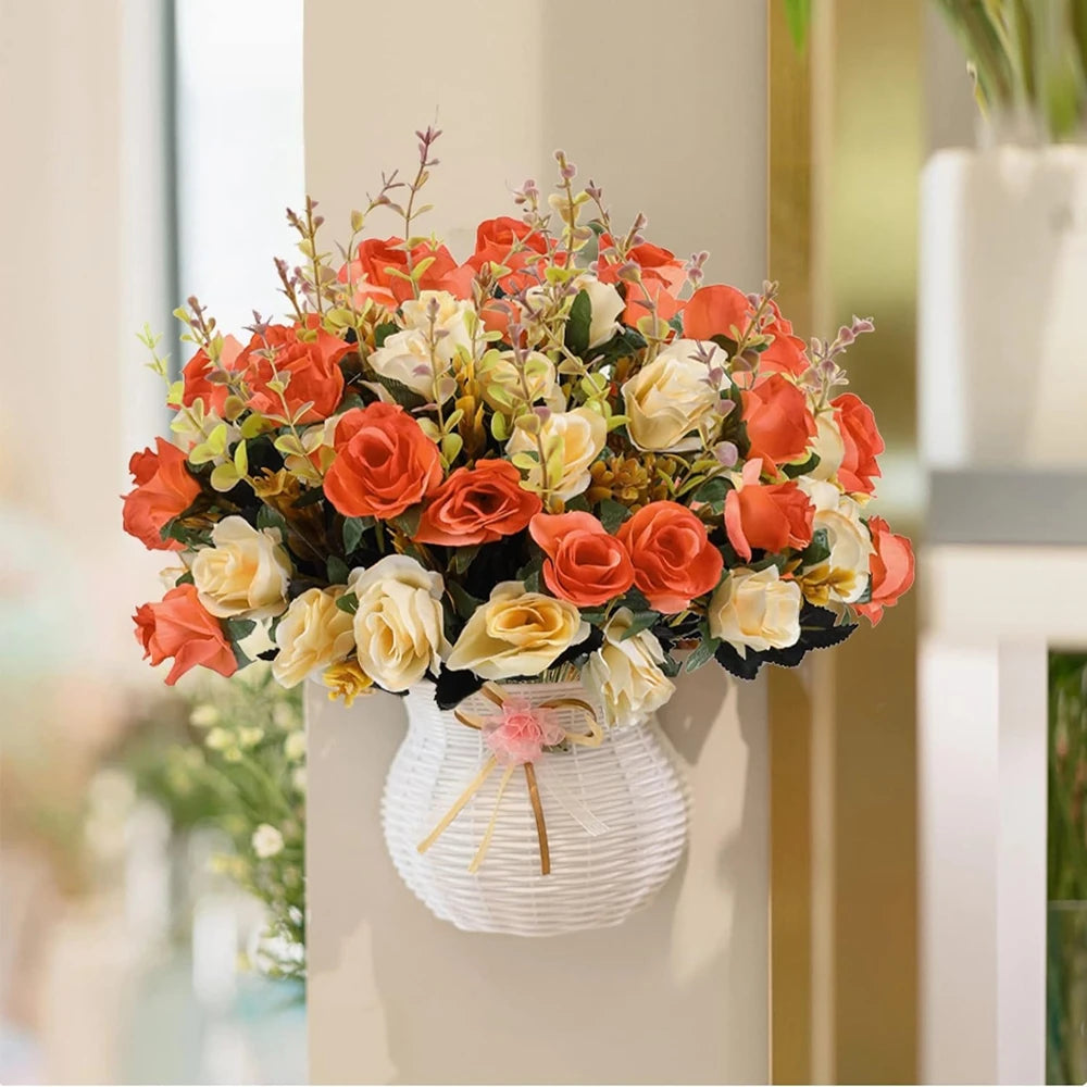 12Pcs Silk rose Artificial Flowers Wedding Home Room Table Decoration bridal Bouquet Craft Scrapbooking Wreaths Accessories Wall