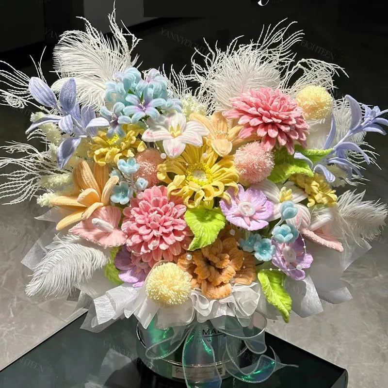 100Pcs Colorful Chenille Stems Pipe Cleaners Plush Tinsel Stem Wired Twist Sticks DIY Hair Flowers Kids Toys Handmade Craft Gift