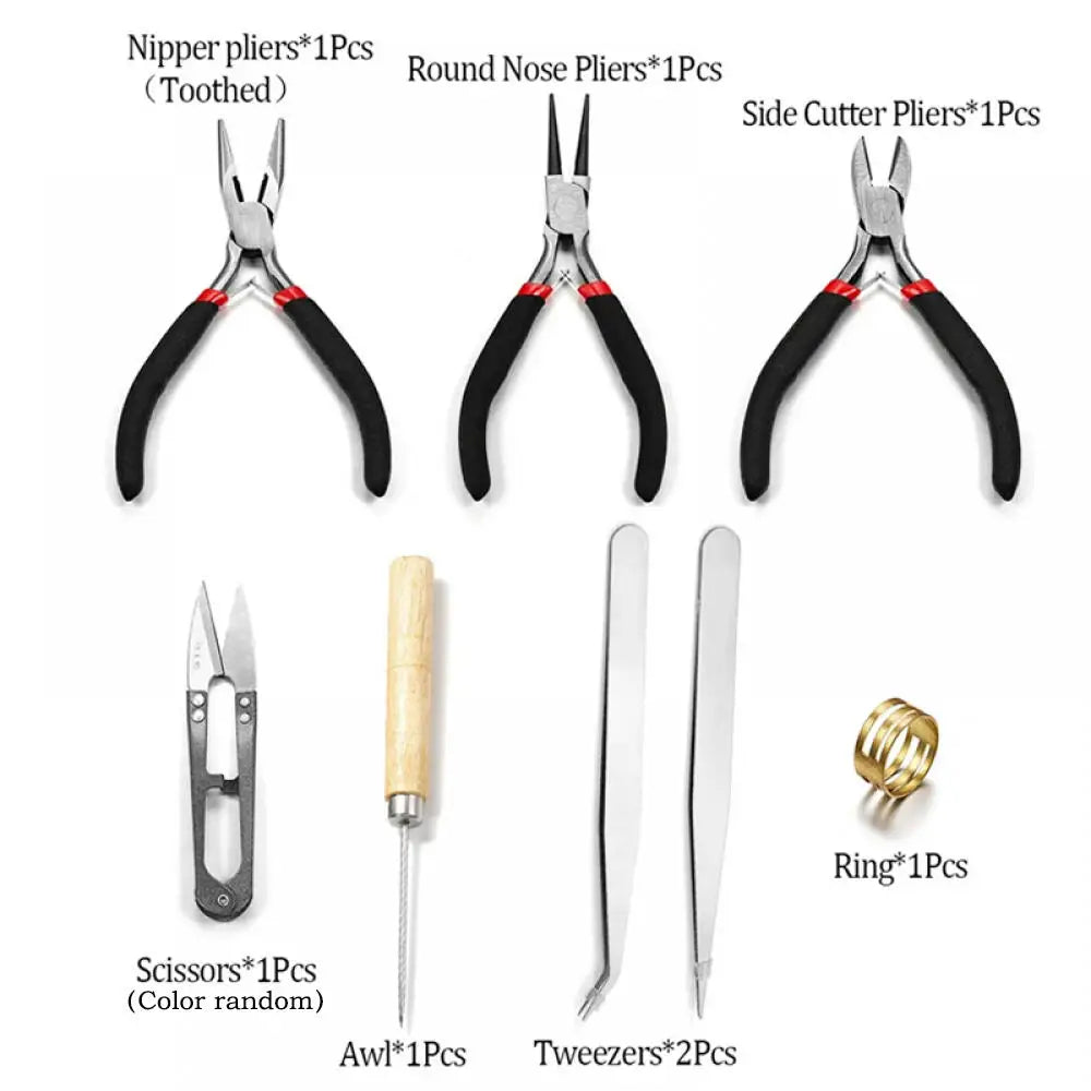 1 Pack Jewelry Making Supplies Kits with Jewelry Pliers Jump Ring Opener Awl Thread Scissors Helping Hands for Jewelry Repair