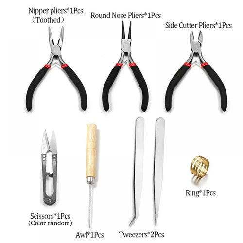 1 Pack Jewelry Making Supplies Kits with Jewelry Pliers Jump Ring Opener Awl Thread Scissors Helping Hands for Jewelry Repair