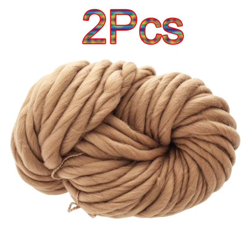 2Pcs 250g Super Chunky Yarn hand knitting Bulky Arm Knitting line Roving Knitted Blanket threads Super Thick Yarn Carpet Hats