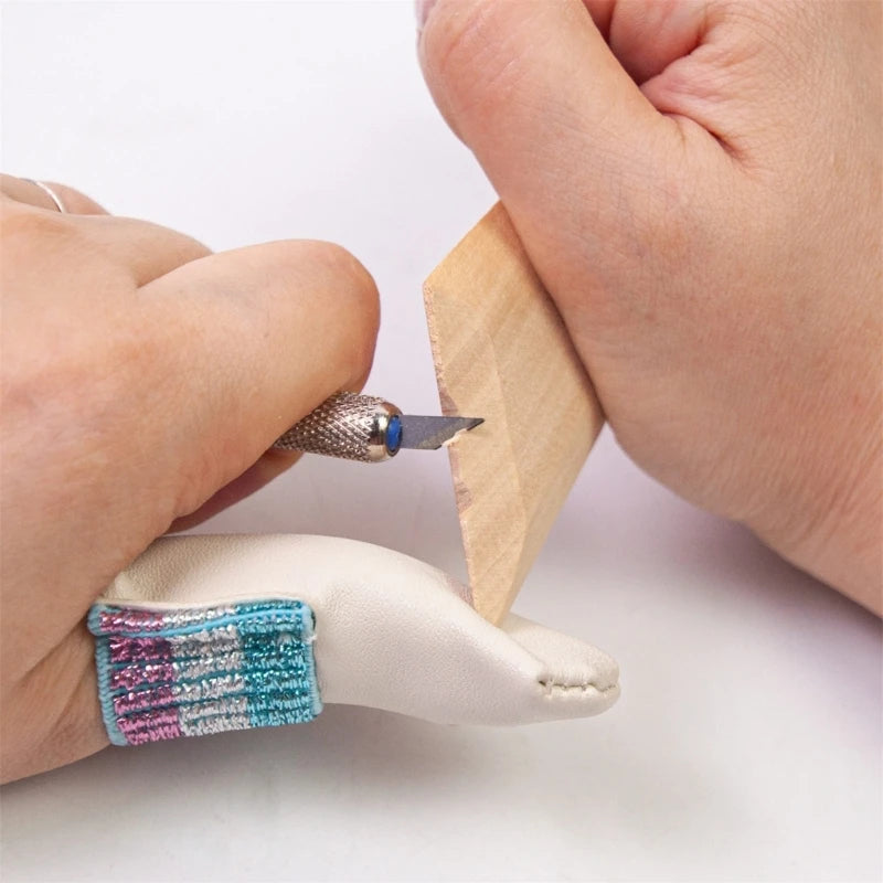 2pcs/Pair Knitting Finger Protector Leather Thimbles Embroidery Crochet Finger Guard Thimble Protector for Craft Needlework