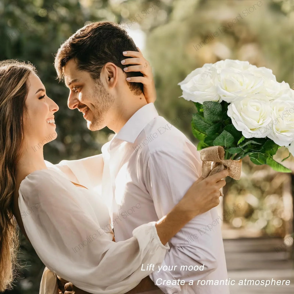 120-500PCS Artificial Rose Flower Velvet White Rose Faux Rose Stems Bulk Wedding Decorations for Party Wedding Birthday