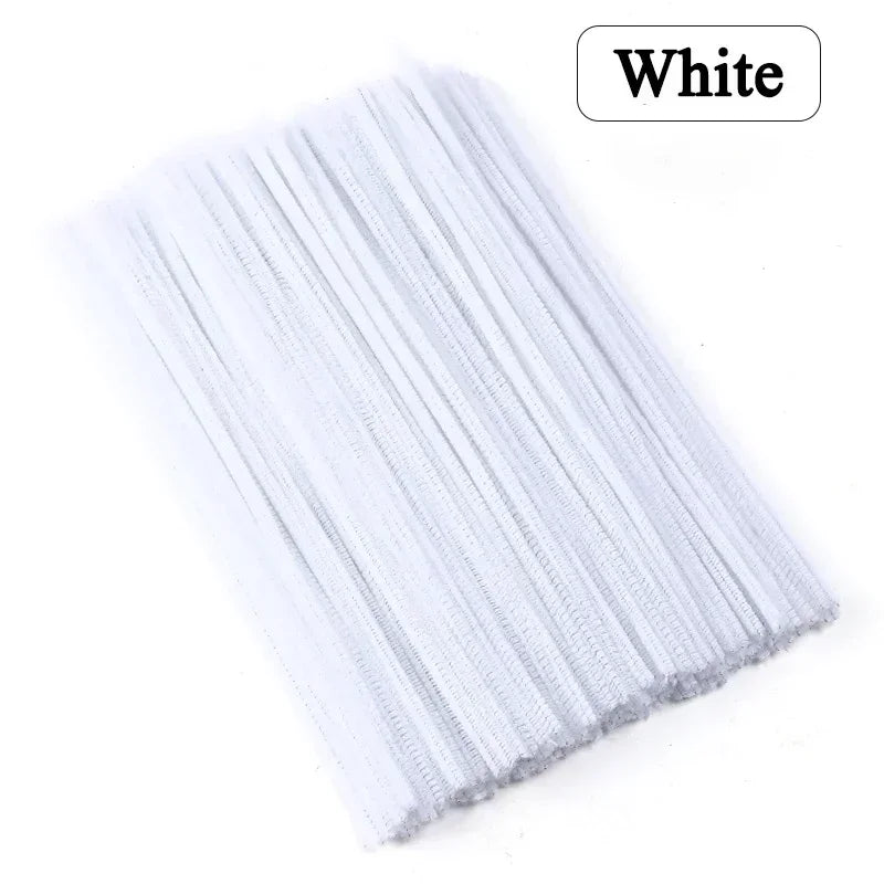 100/200/300PCS Colorful Chenille Stems DIY Wired Twist Stick Hair Strip Kids Handmade Educational Toys