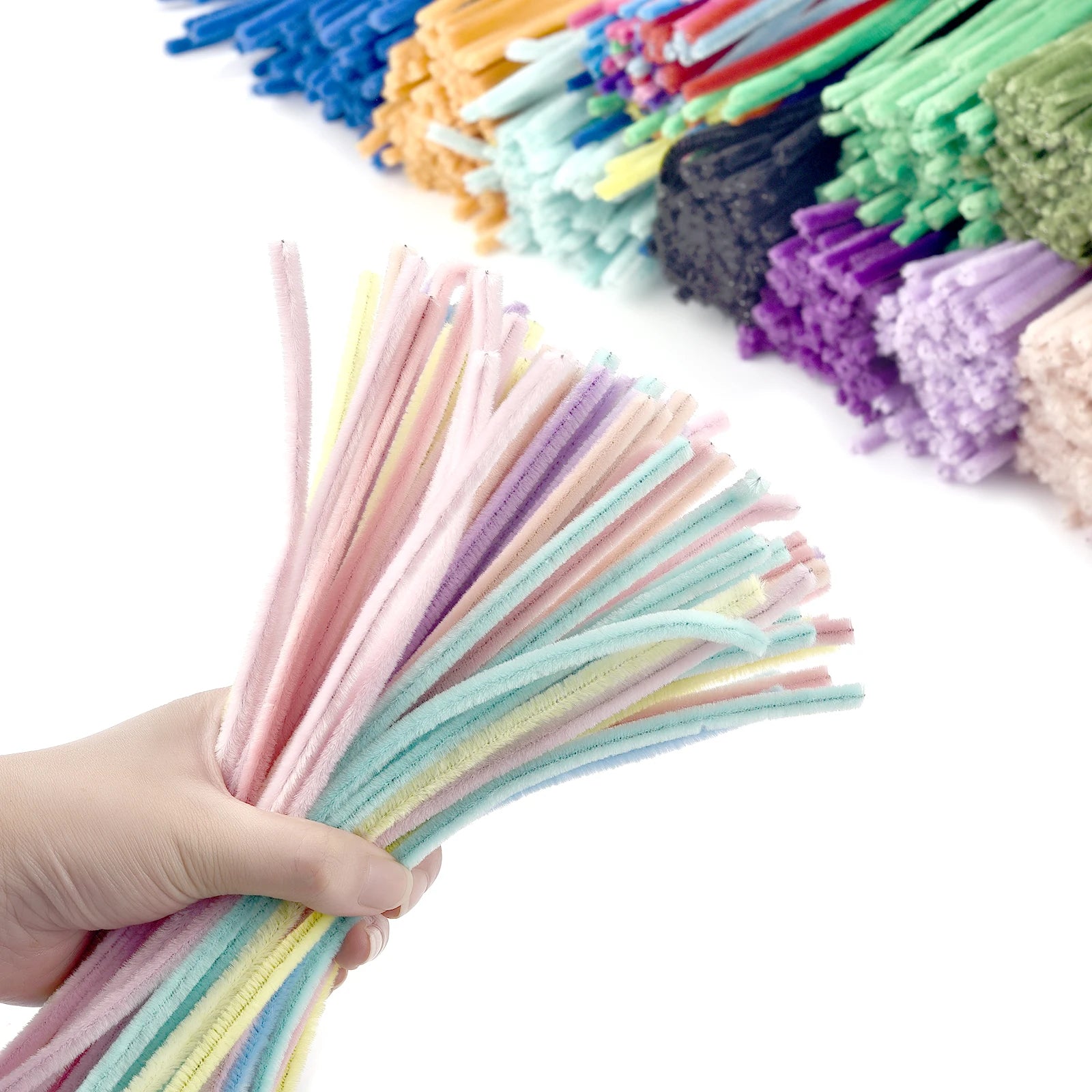 100pcs Chenille Stems Toys DIY Strips Twist Bar Anvil Wire Craft Pipe Creative Hobby Children Plush Stick Chenille Sticks