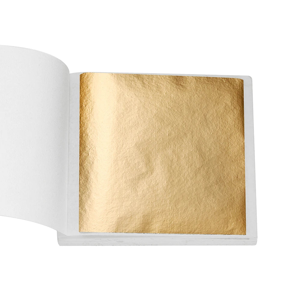 100Sheets Imitation Gold Foil Paper Leaf Gilding Epoxy Resin Fillings for DIY Epoxy Resin Mold Crafts Nail Art Home Decorations