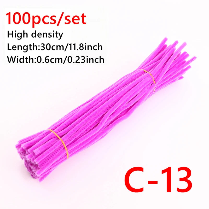 100 Pcs Colorful Chenille Stems Pipe Cleaners Plush Tinsel Stem Wired Sticks Twist Stick Hair Strip DIY Craft Educational Toys