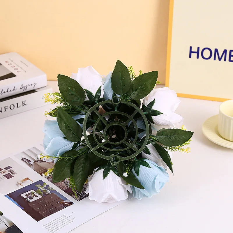 Cheap Artificial Flower Ball Plastic Green Mesh Base Silk Table Centerpieces For Wedding Decor Party Road Lead Flower Bouquets