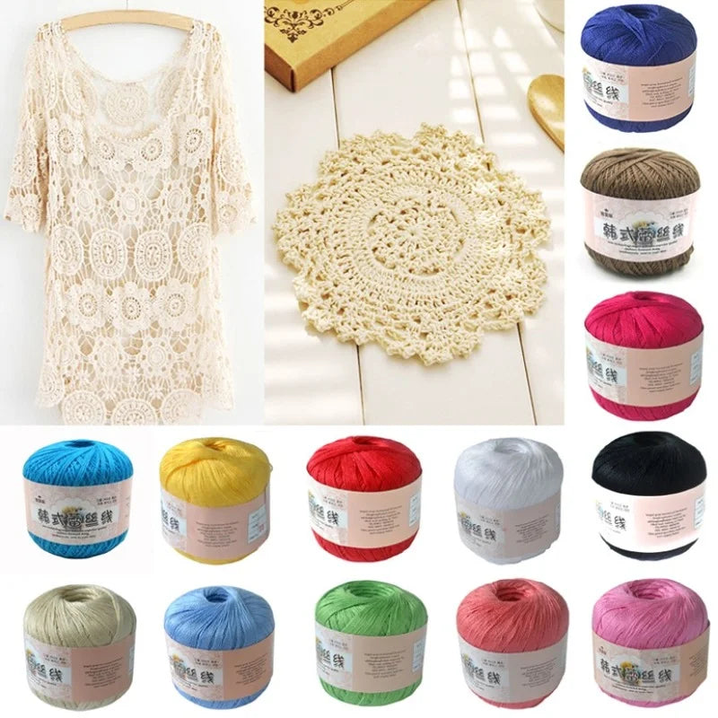 50g /roll 0.8mm Lace Thread Crochet Cotton Yarn Handmade DIY Line Fine Wool for Knitted Woven Sewing Accessories