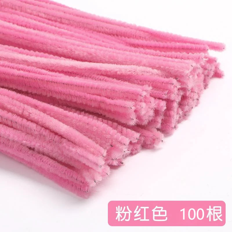 100pcs 30cm Chenille Stems Stick Cleaners Kids Educational Toys Handmade Colorful Chenille Stems Pipe for DIY Craft Supplies