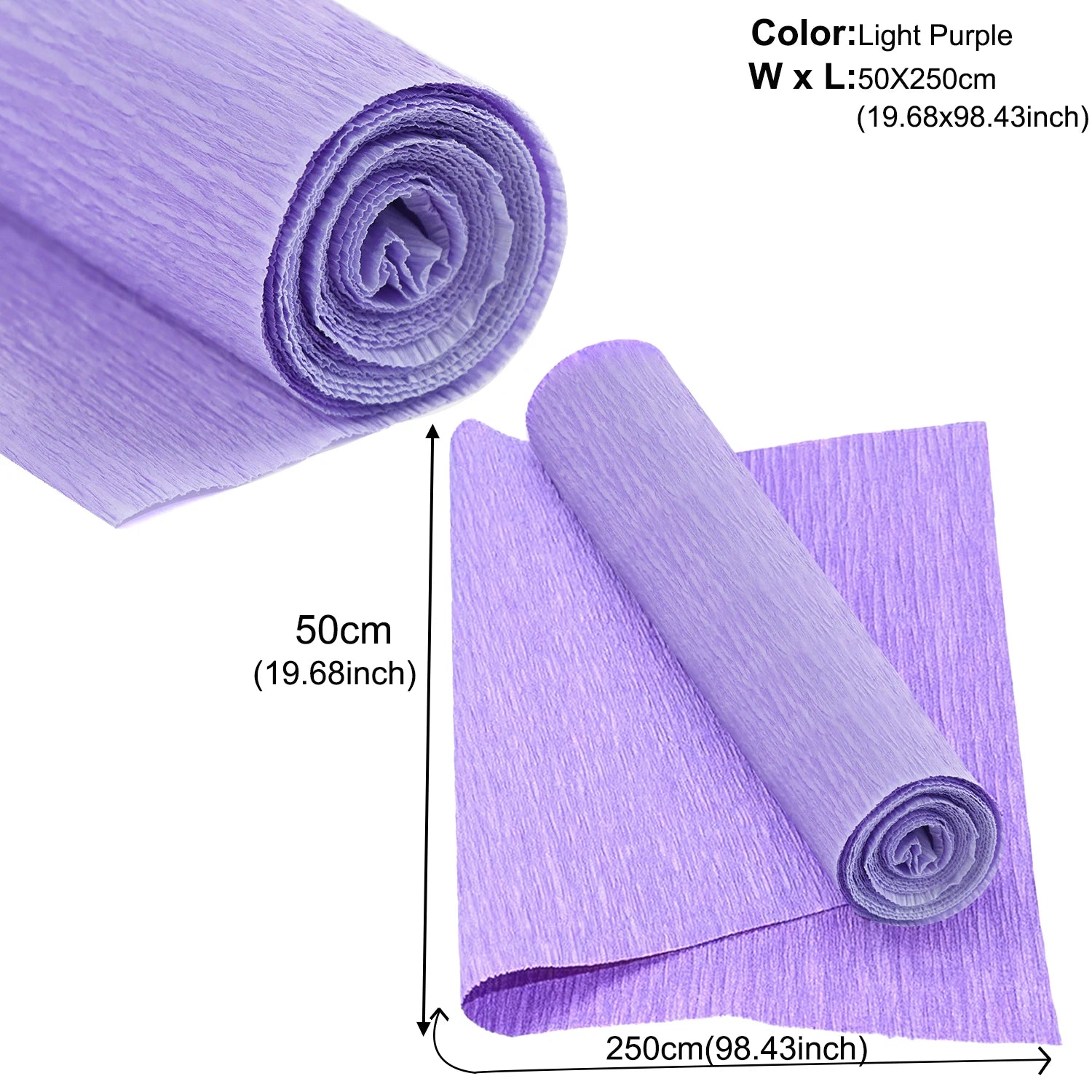 50x250cm Colored Crepe Paper Roll Origami Crinkled Crepe Paper Craft DIY Flowers Decoration Gift Wrapping Paper Craft