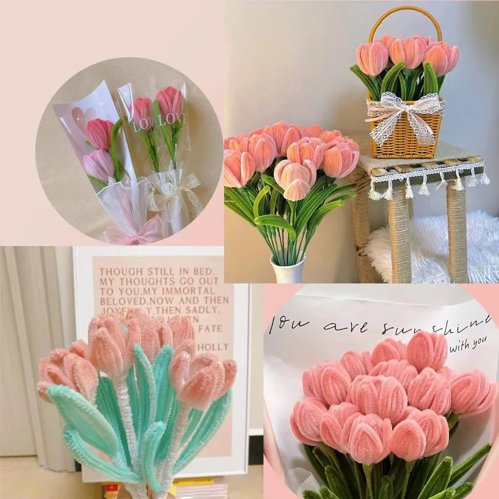 100pcs Chenille Stems Toys DIY Strips Twist Bar Anvil Wire Craft Pipe Creative Hobby Children Plush Stick Chenille Sticks