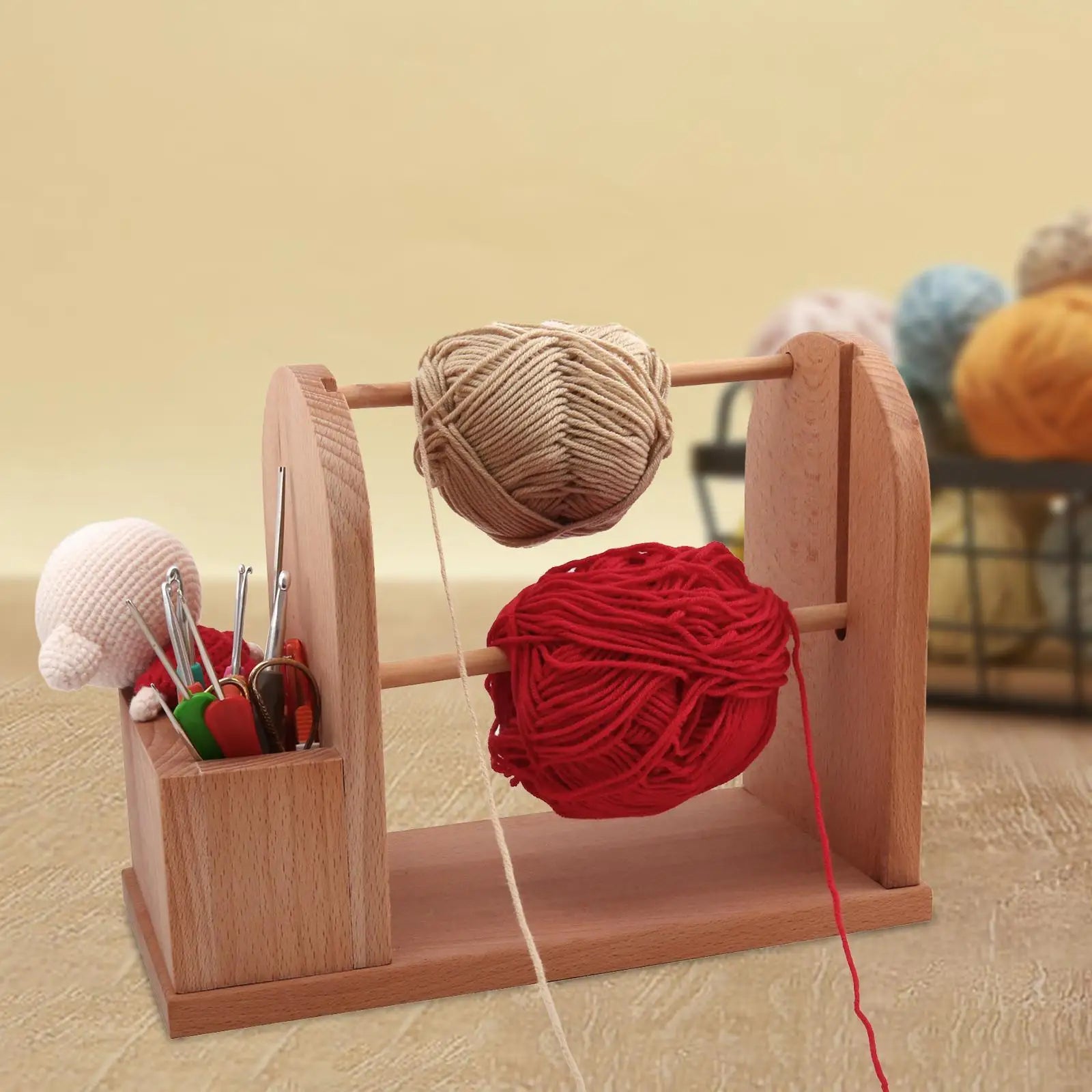 Wooden Yarn Holder Yarn Rack Organizer Yarn Dispenser for Crocheting and Knitting