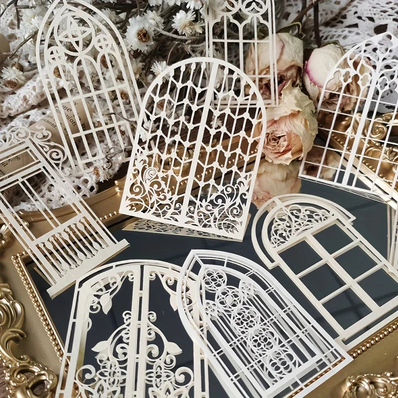 10 pcs Vintage Lace Hollow Material Paper Butterfly Craft Paper Junk Journal Planner Decorative DIY Scrapbooking Material Pack