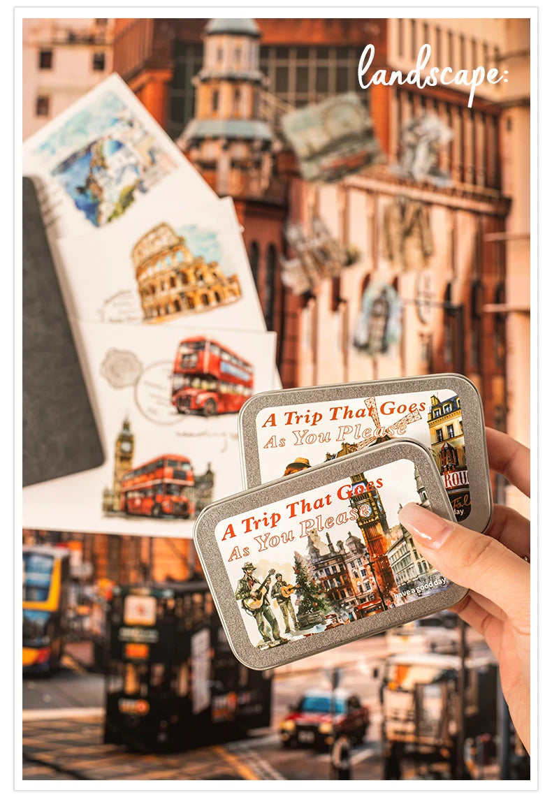 50pcs，Travel Scenery Themed Stickers Pack, Scrapbook Stickers，Perfect for Notebook Phone Case Diary Deco，Stationery  Supplies