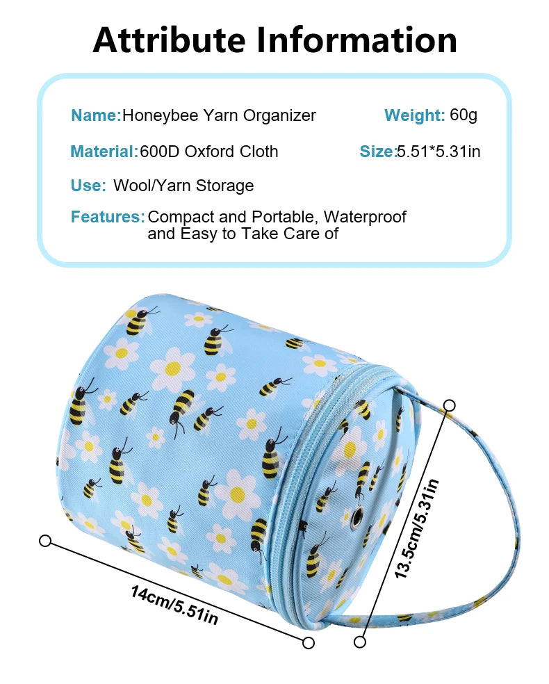 Round Yarn Handheld Storage Bag Portable Knitting Bag with Thread Hole DIY Yarn Sewing Tools Organize Crochet Hook Storage Bag