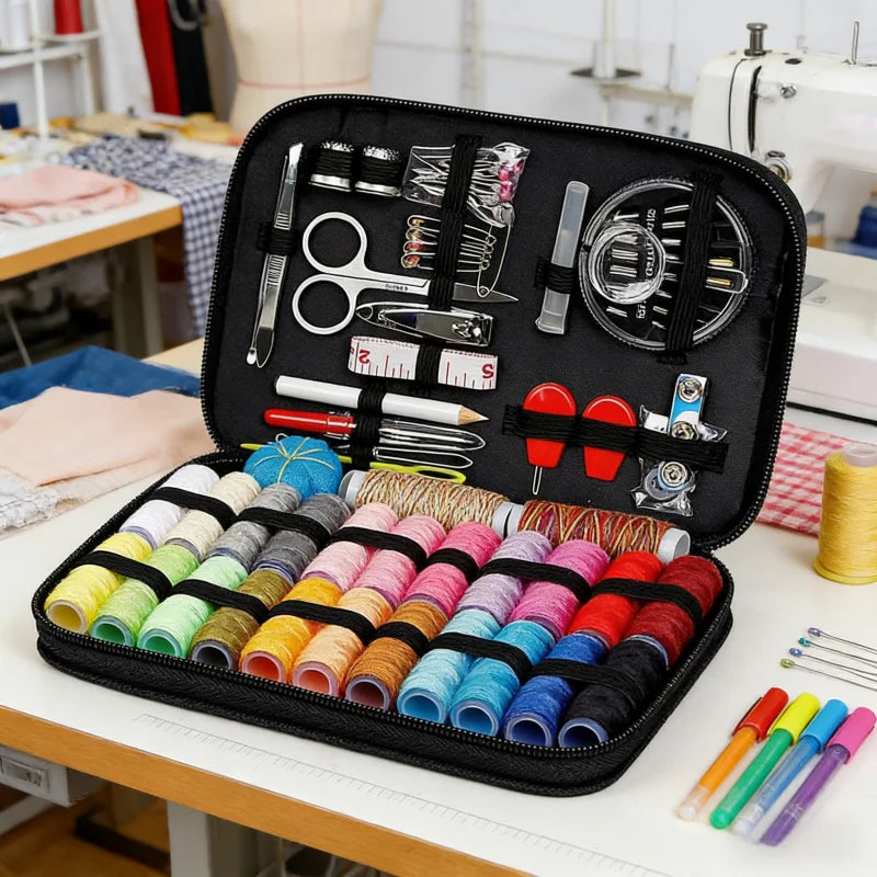 Large capacity portable sewing kit, sewing tool combination set, household multi-color sewing tool set sewing box, travel sewing