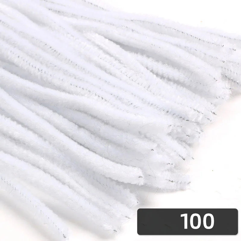 100pcs 30cm Chenille Stems Stick Cleaners Kids Educational Toys Handmade Colorful Chenille Stems Pipe for DIY Craft Supplies