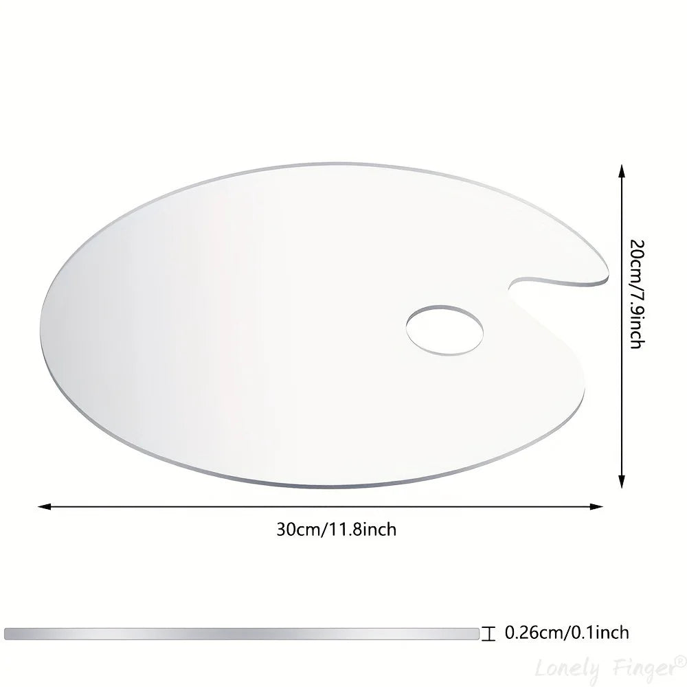 2/6 PCS Acrylic Paint Palette with Thumb Hole Clear, Easy Clean Artist Pallet for Oil Watercolor Craft DIY Art Painting Palette