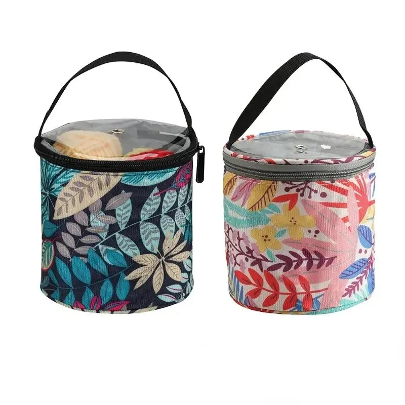 Portable Round Yarn Storage Bags Knitting Wool Organizer Crochet Sewing Needles Handbag Weave Tools Accessories Barrels