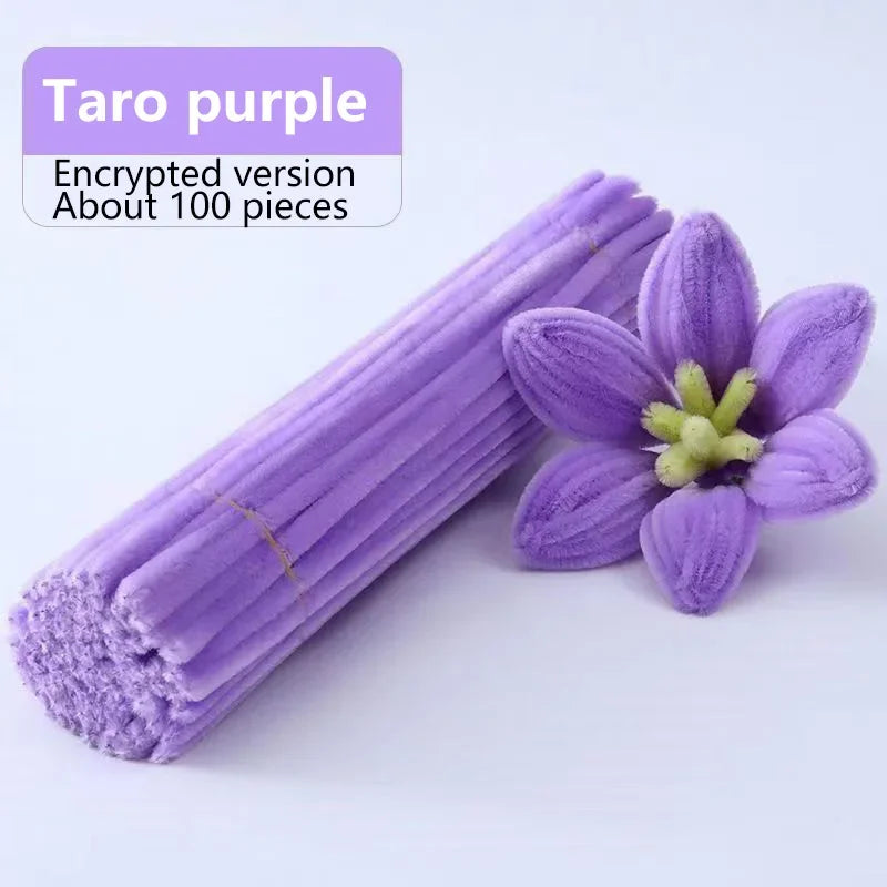 100pcs Chenille Stems Toys DIY Strips Twist Bar Anvil Wire Craft Pipe Creative Hobby Children Plush Stick Chenille Sticks